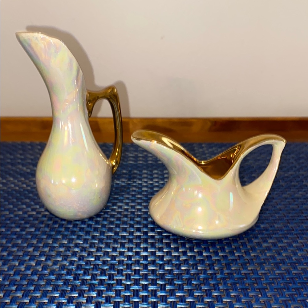 Pioneer Pottery Co. Mini Lusterware pitcher and creamer, excellent condition!